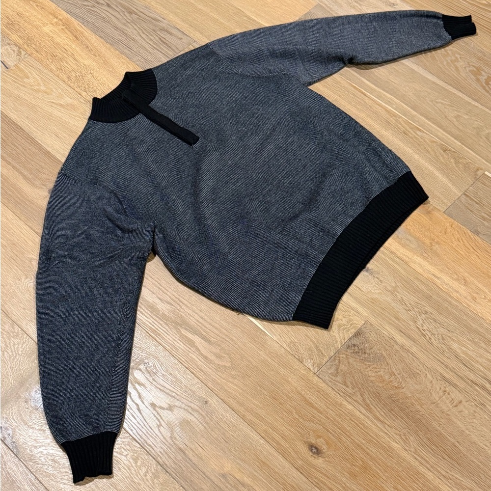 Peter Millar Black and Gray Knit Sweater L - 100% Merino Wool